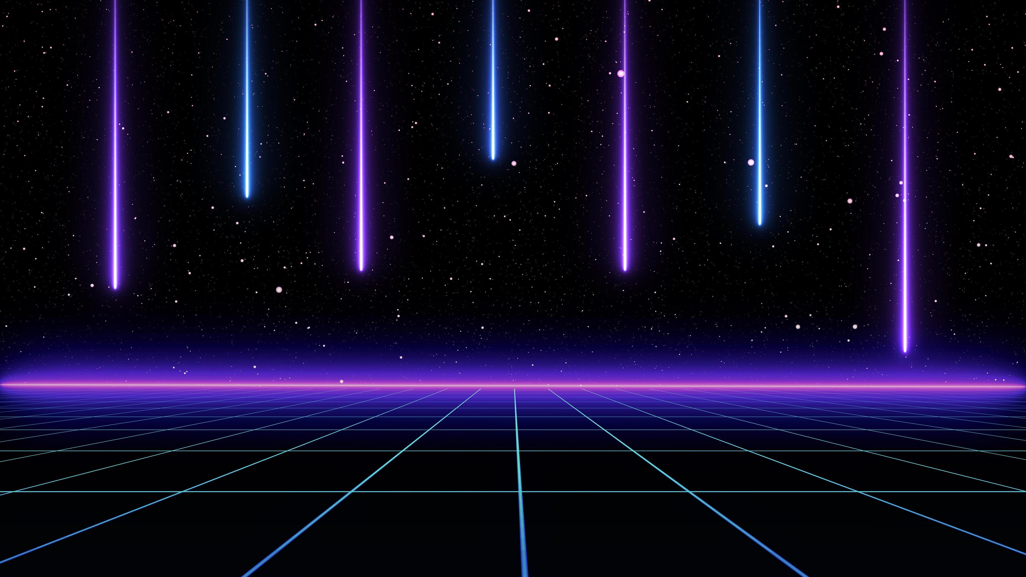 Retro style 80s Sci-Fi Background Futuristic with laser grid landscape