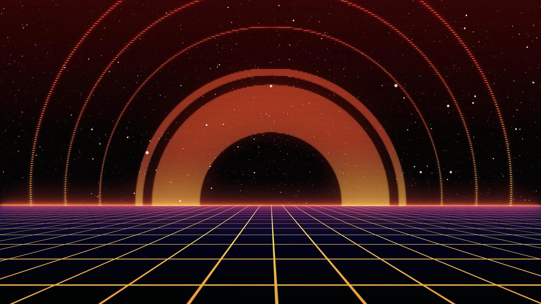 Retro style 80s Sci-Fi Background Futuristic with laser grid landscape. Digital cyber surface style of the 1980s. photo