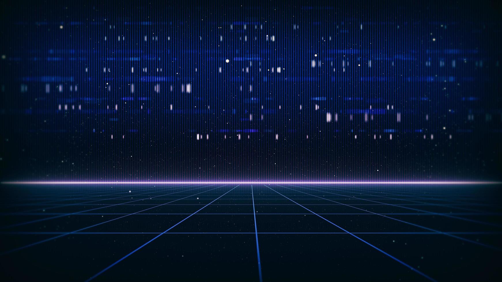 Fondo de ciencia ficción de estilo retro de los años 80 futurista con paisaje de rejilla láser. estilo de superficie cibernética digital de la década de 1980. foto