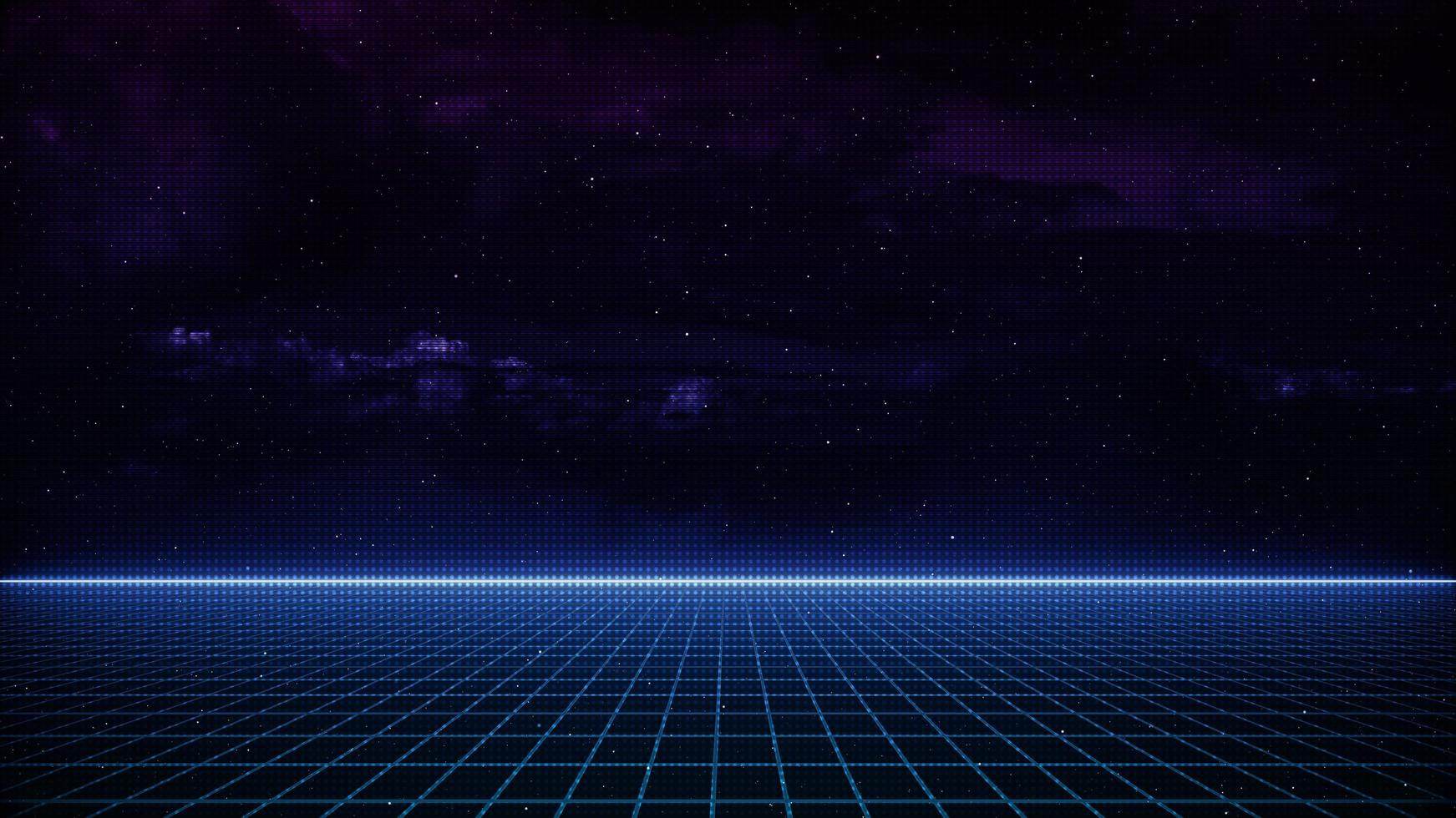 Retro style 80s Sci-Fi Background Futuristic with laser grid landscape. photo