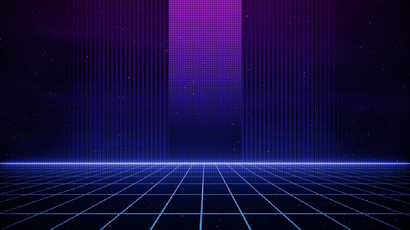 Retro style 80s Sci-Fi Background Futuristic with laser grid landscape. photo