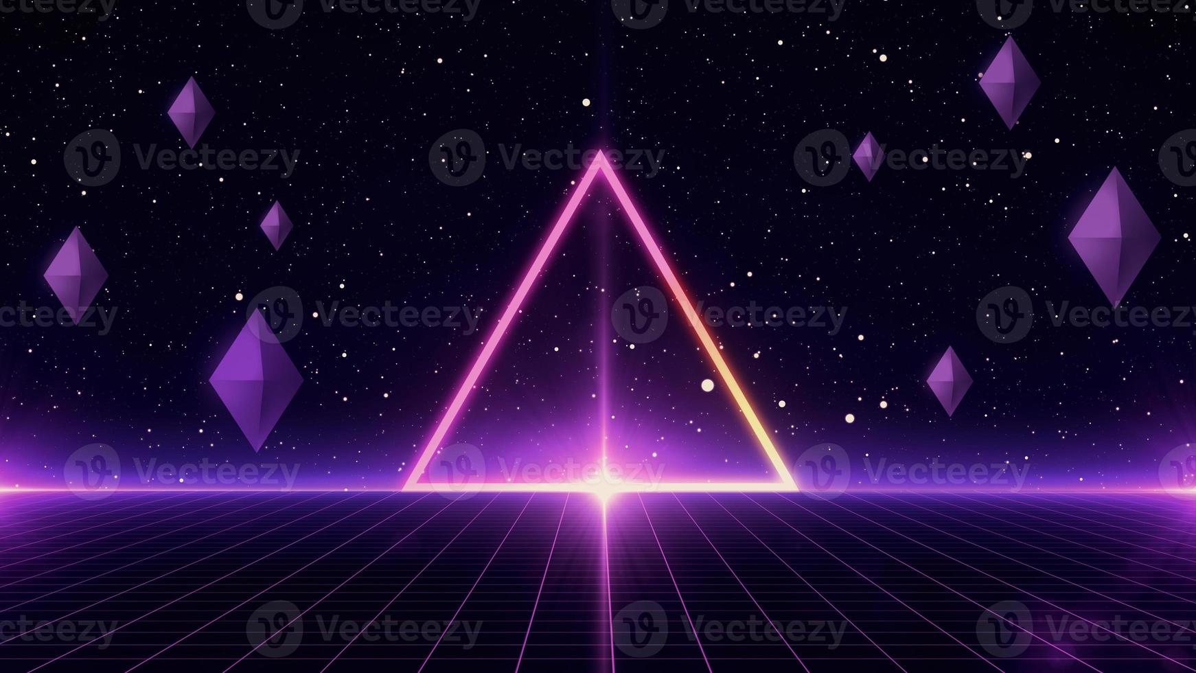 Retro style 80s Sci-Fi Background Futuristic with laser grid landscape. Digital cyber surface style of the 1980s. photo