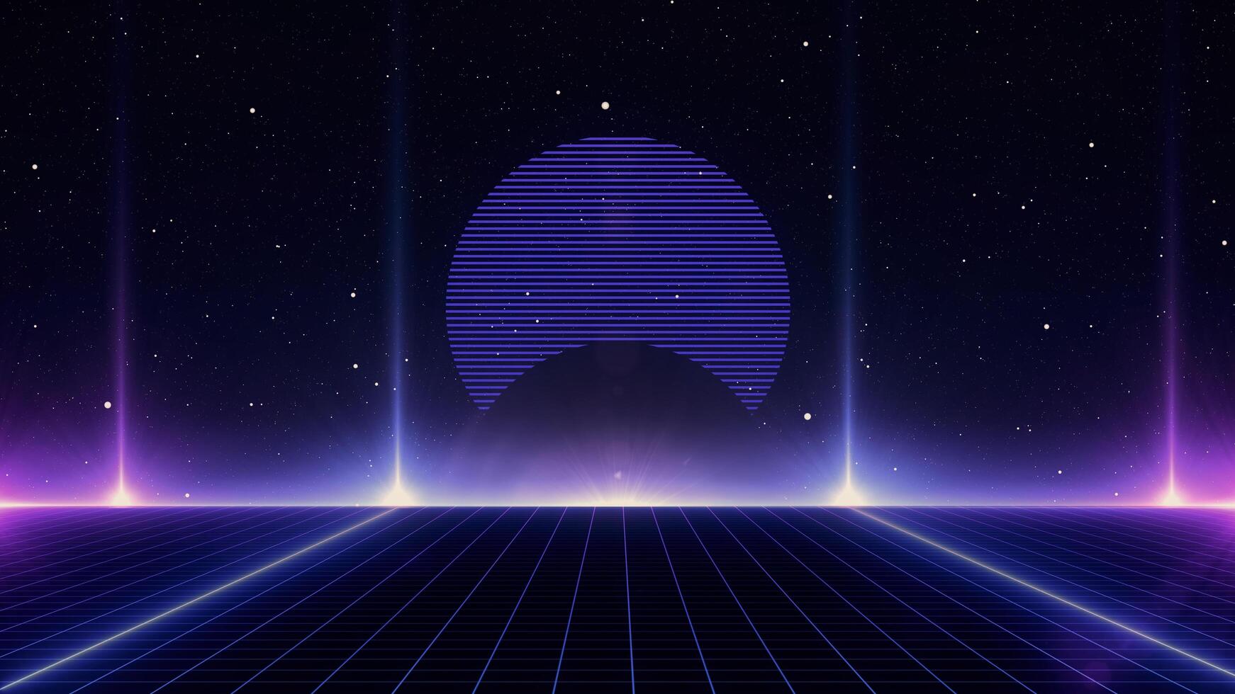 Retro style 80s Sci-Fi Background Futuristic with laser grid landscape. Digital cyber surface style of the 1980s. photo