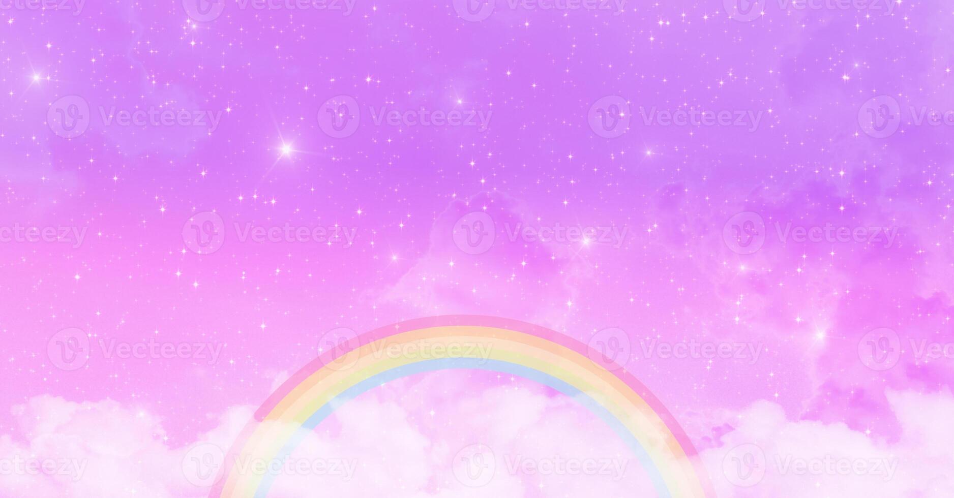 Abstract kawaii. Rainbow dreams unicorn sky background. Soft gradient pastel cartoon graphic. Concept for wedding card design or children's party photo