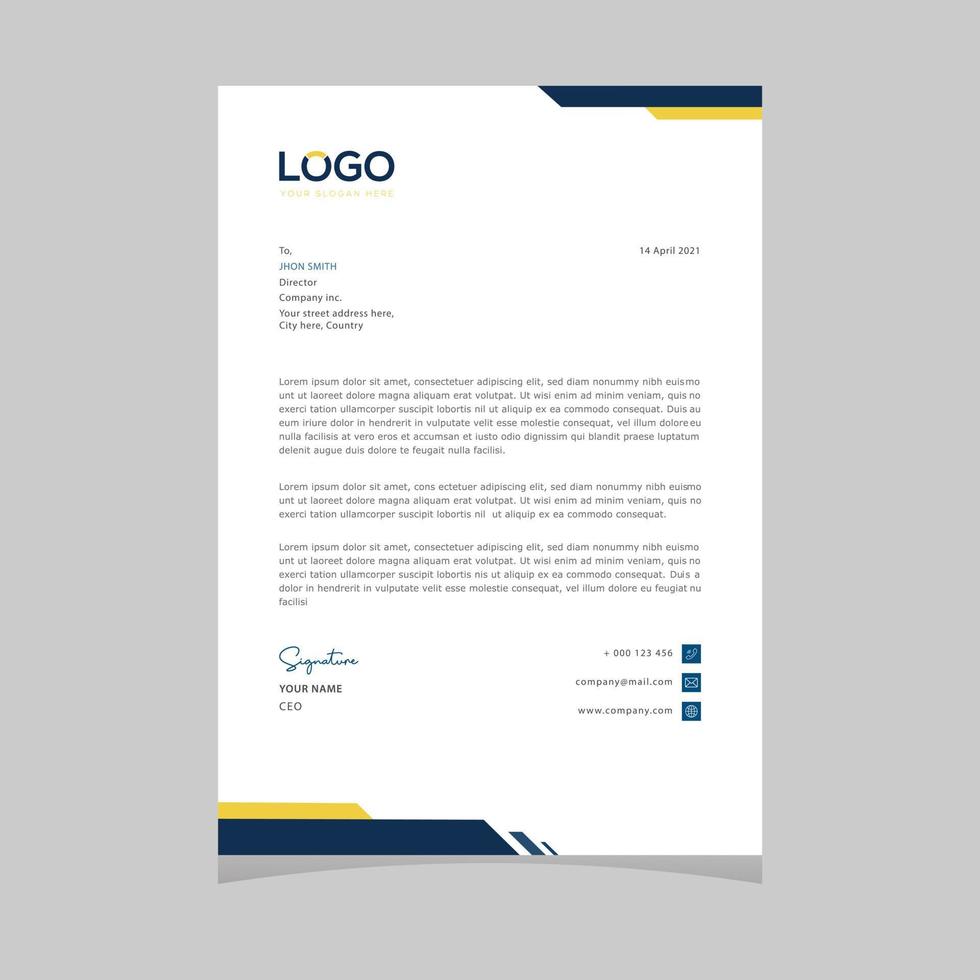 A4 Size Elegant letterhead template design in minimalist style vector