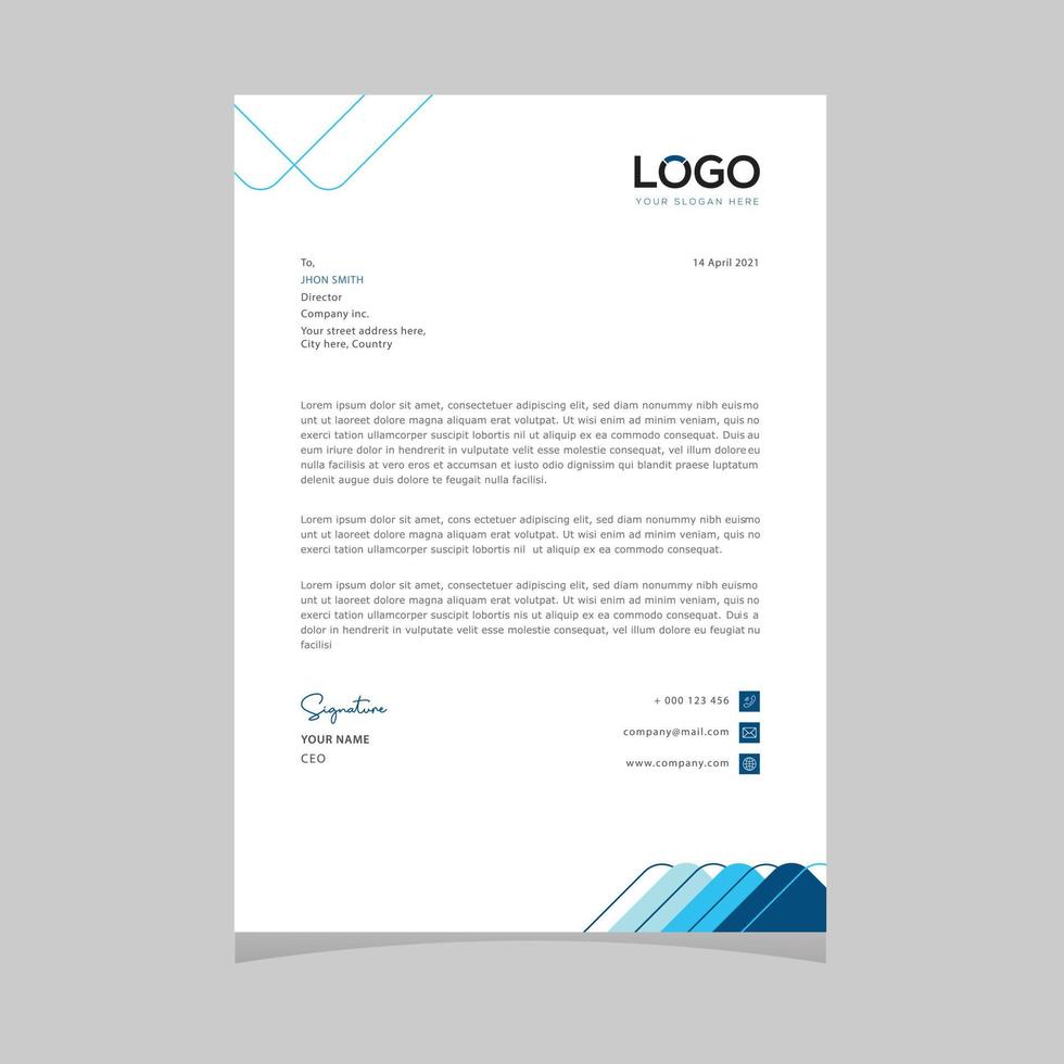 A4 Size Elegant letterhead template design in minimalist style vector