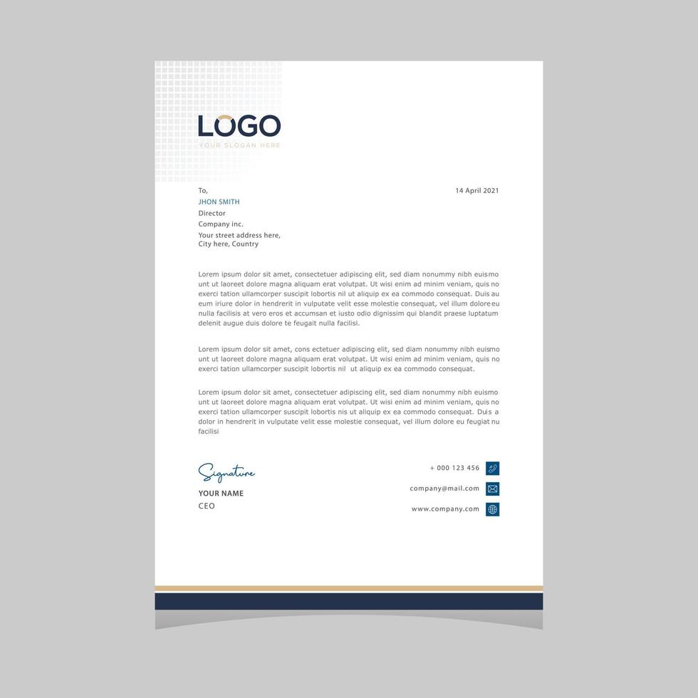 A4 Size Elegant letterhead template design in minimalist style vector