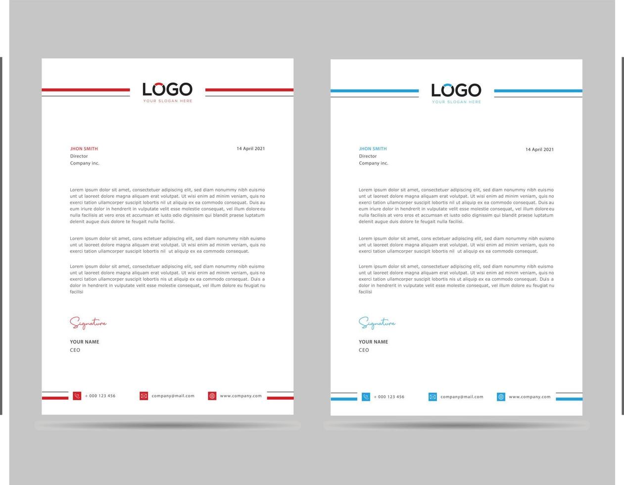 A4 Size Elegant letterhead template design in minimalist style. vector