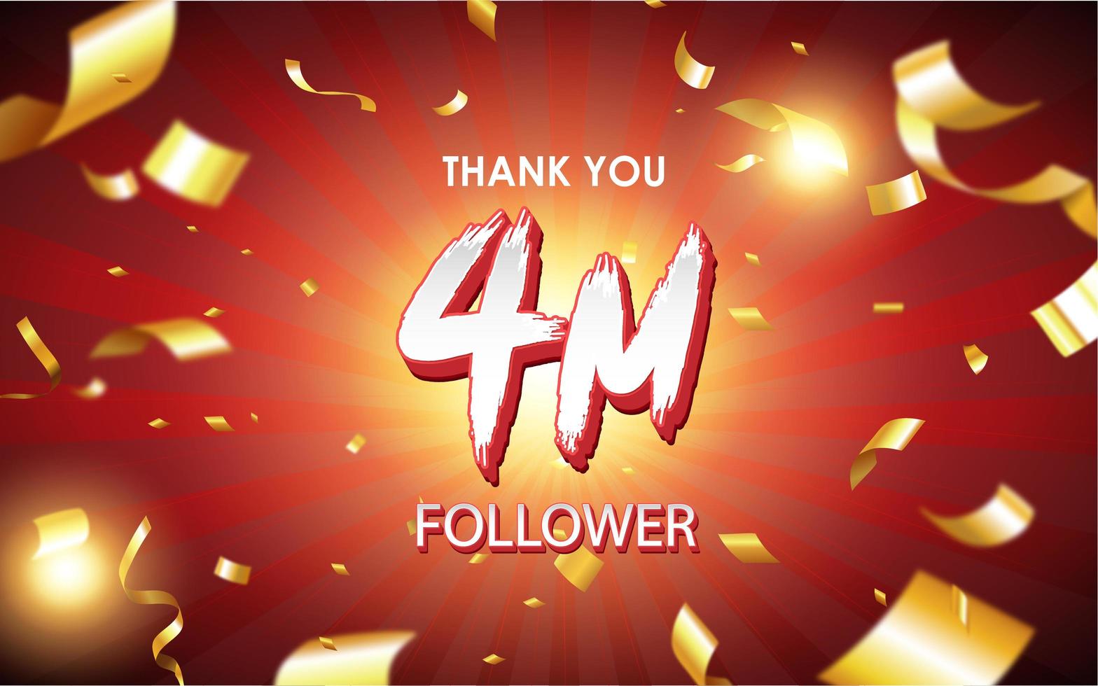 Celebrating 1 Million, 2 Million, 3 Million, 4 Million, 5Million, 2K, 1K, 500K, 400K, 300K, 1K followers sign with golden sign and confetti of social media banner design photo