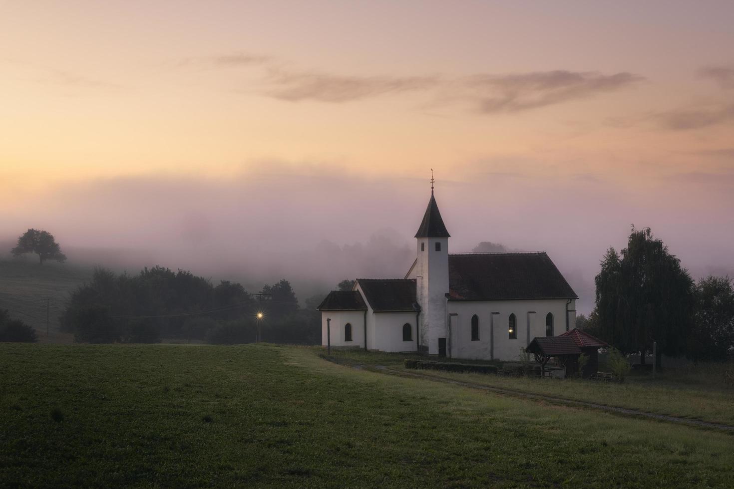 Foggy sunrise in Radehova photo