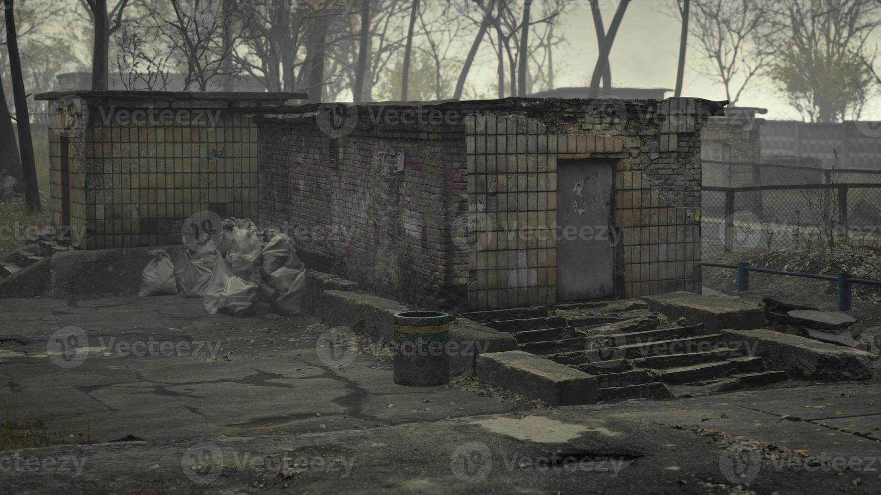 Old and abandoned buildings in a small town photo