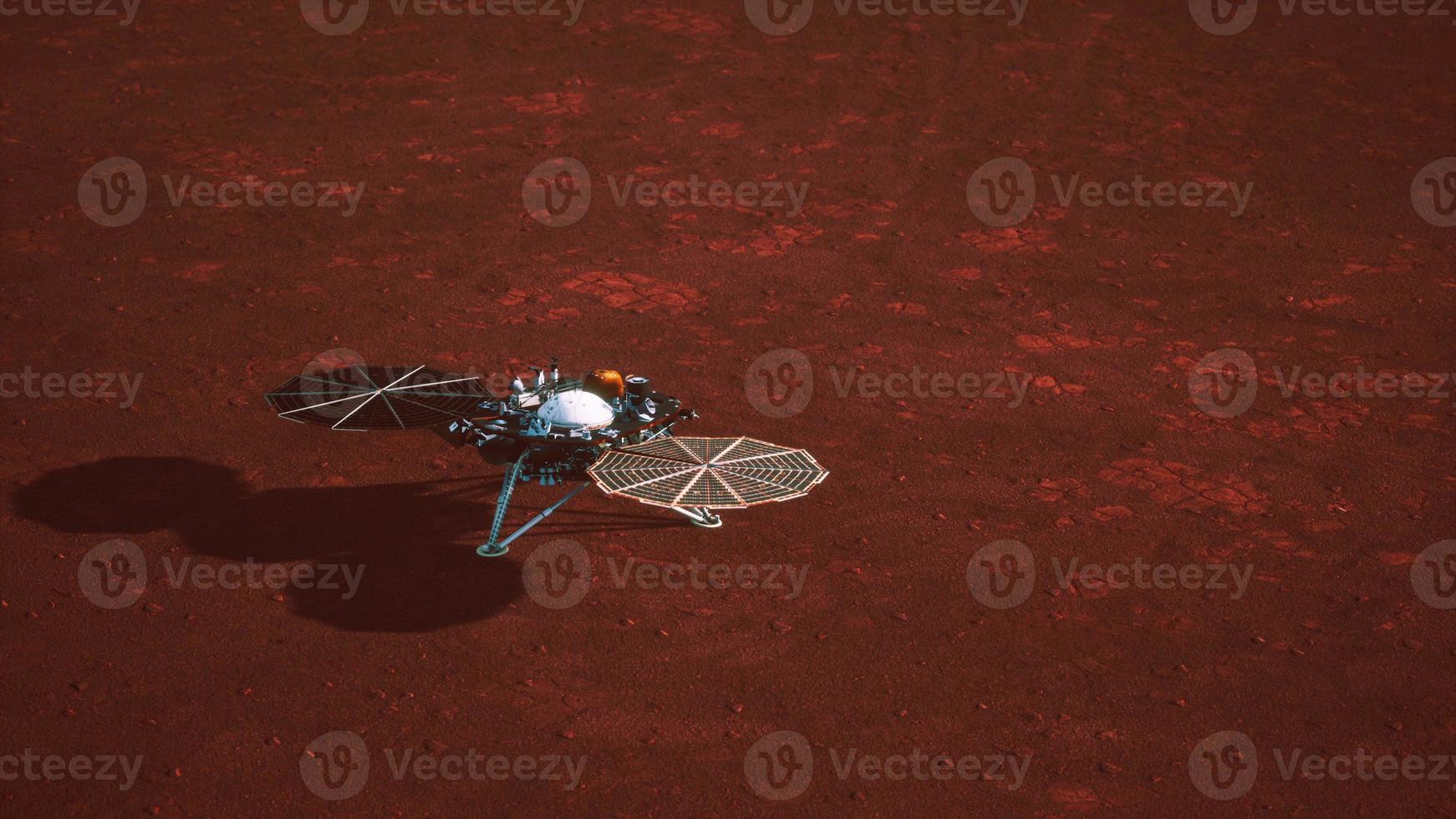 Insight Mars exploring the surface of red planet. Elements furnished by NASA. photo