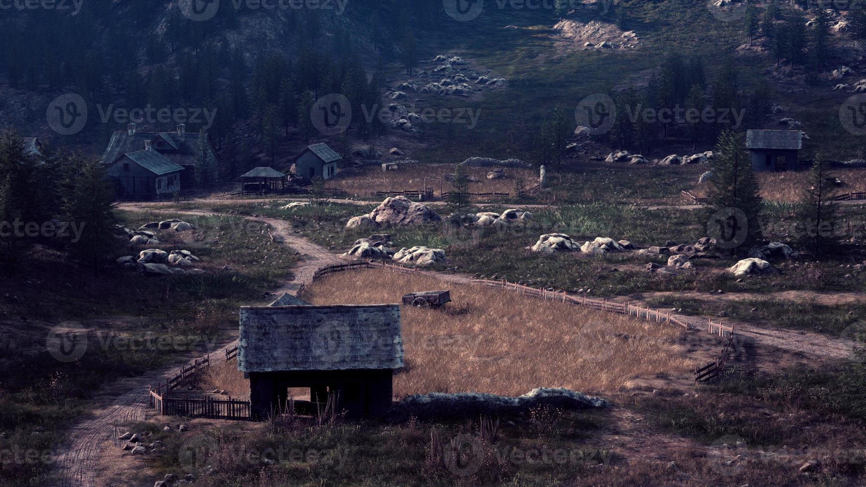 Beautiful old houses in the mountains photo