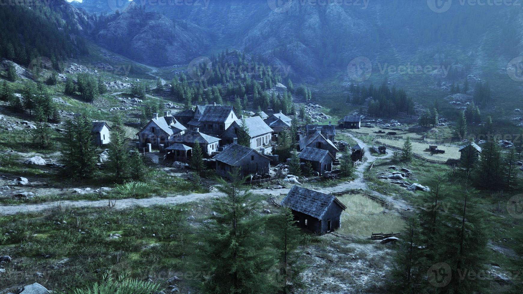 View on old Italian village in the Apennines mountains photo