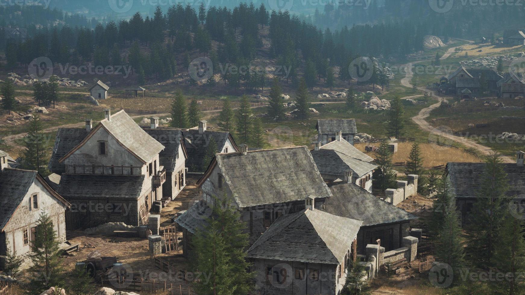 Old houses high in the mountains photo