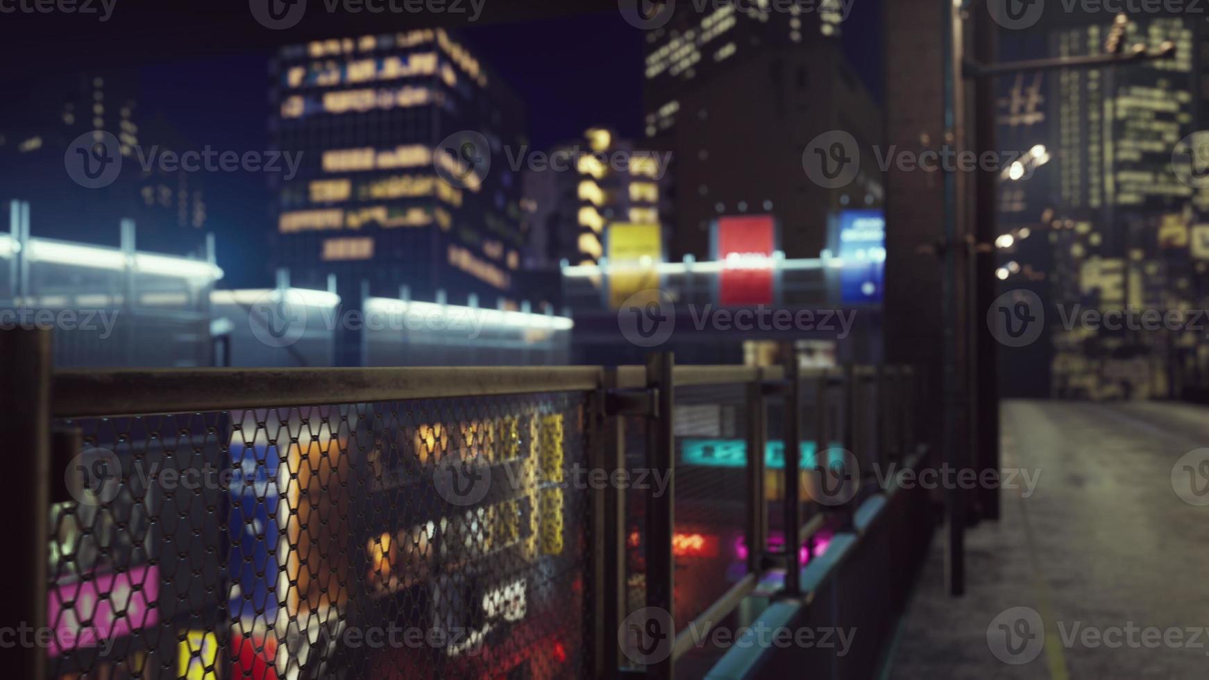 night scene of japan city with neon lights photo