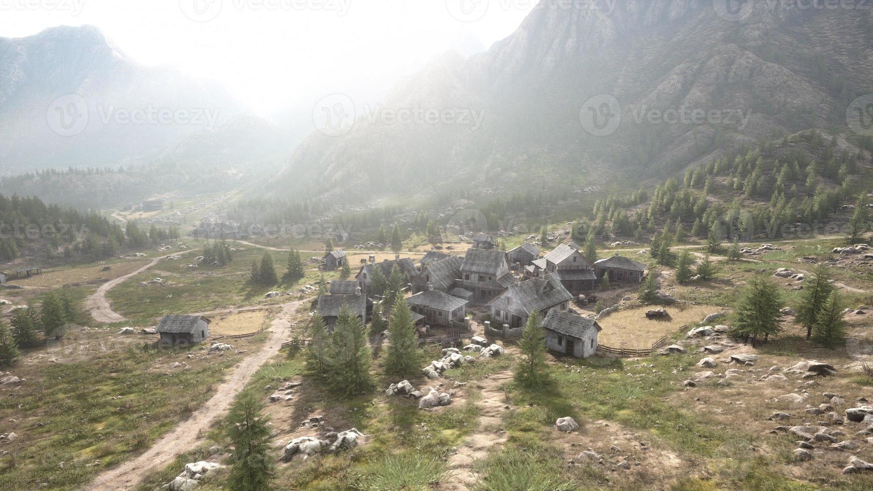 Old houses high in the mountains photo