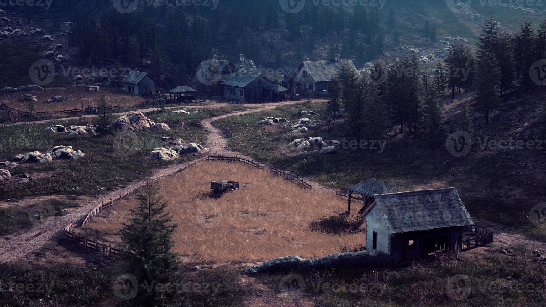 famous mountain village located next to mountain of Austrian alps photo