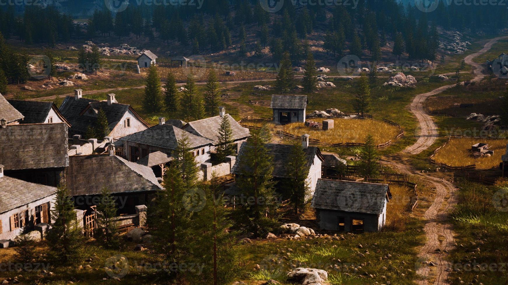 Old houses high in the mountains photo