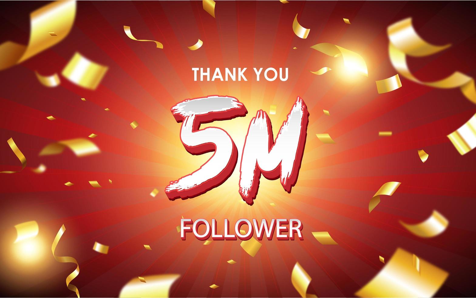 Celebrating 1 Million, 2 Million, 3 Million, 4 Million, 5Million, 2K, 1K, 500K, 400K, 300K, 1K followers sign with golden sign and confetti of social media banner design photo