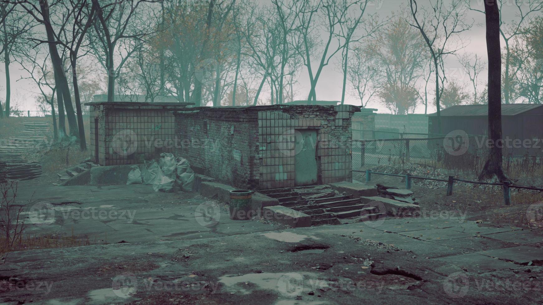 Old and abandoned buildings in a small town photo