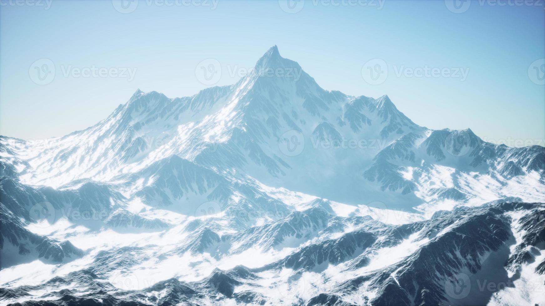 Panoramic view of the ski slope with the mountains photo