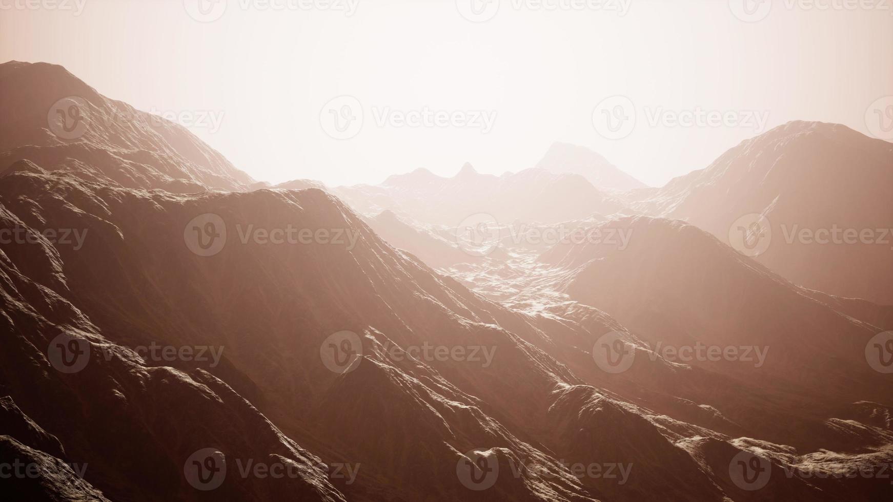 View of misty fog mountains in autumn photo
