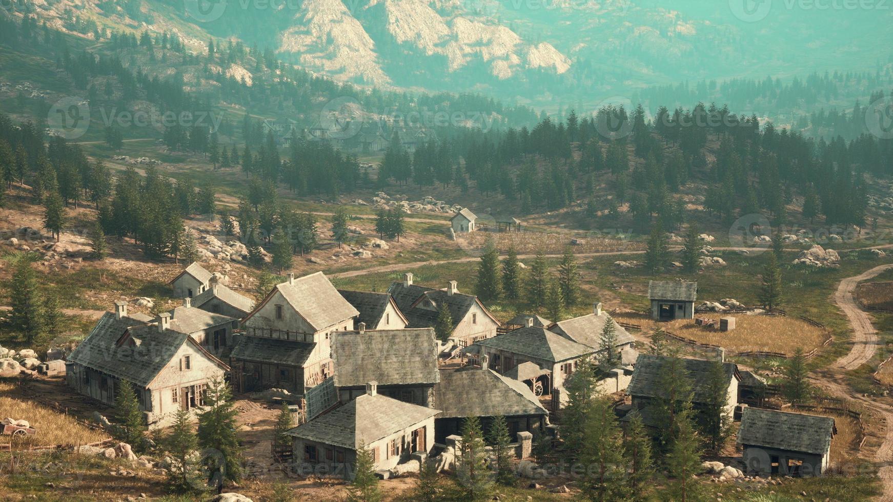 Old houses high in the mountains photo