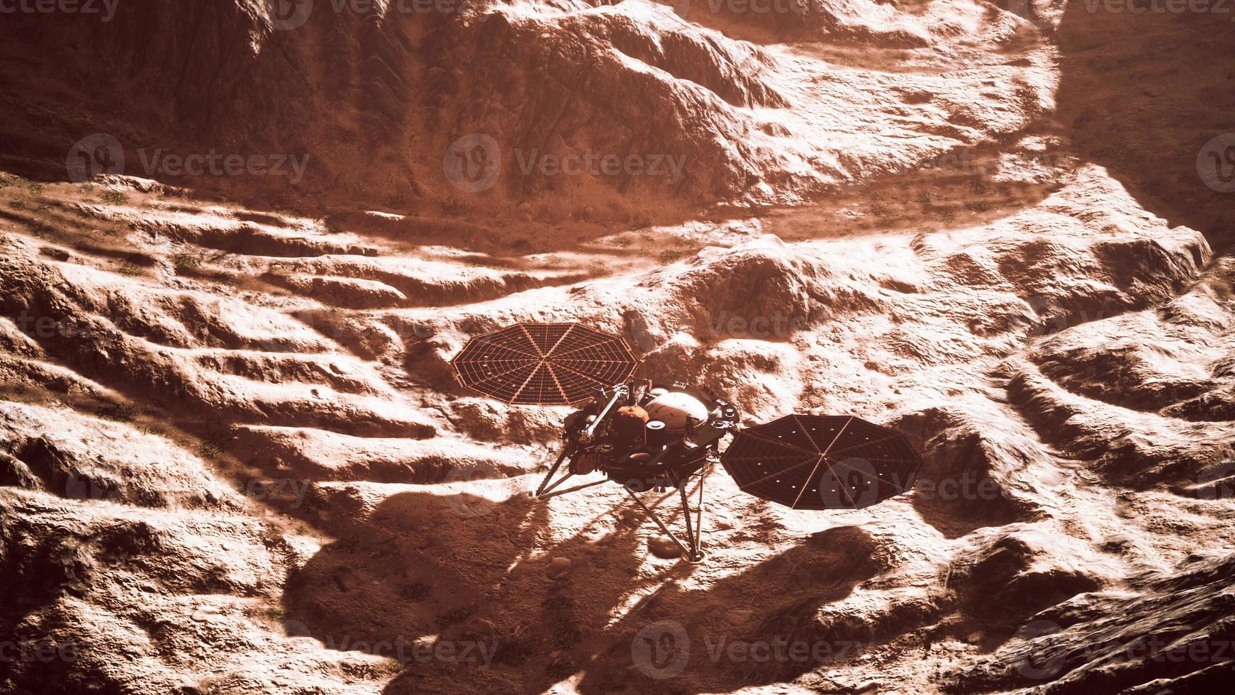 Insight Mars exploring the surface of red planet. Elements furnished by NASA. photo