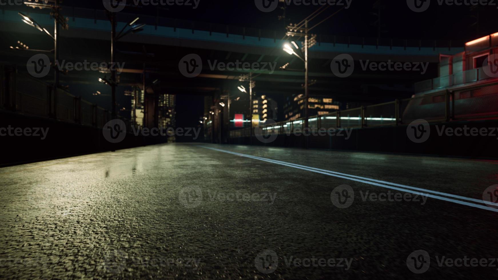 night scene of japan city with neon lights photo