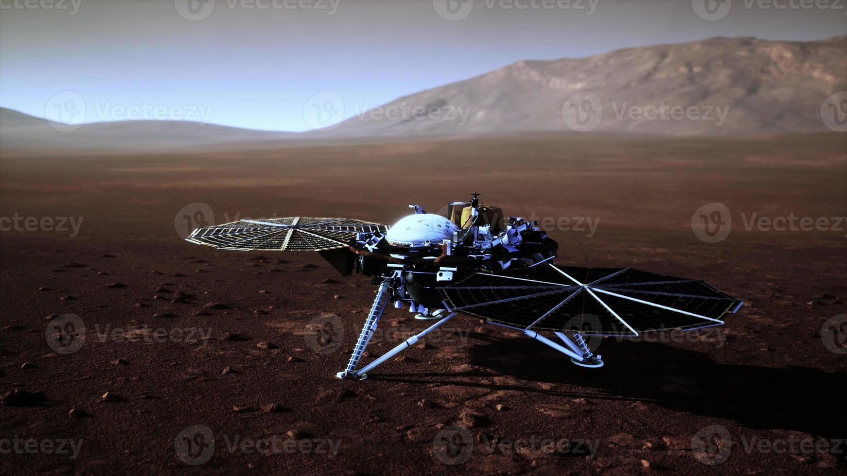 Insight Mars exploring the surface of red planet. Elements furnished by NASA. photo