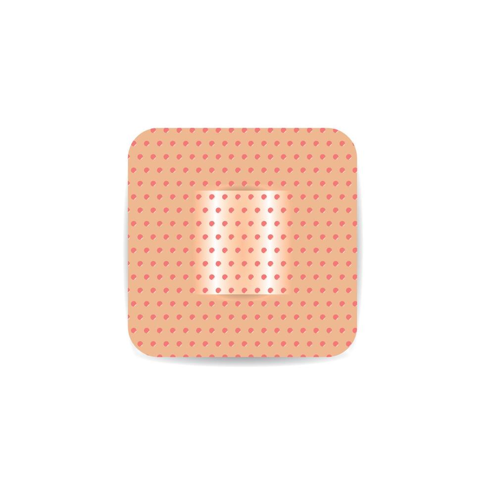 Square adhesive plaster isolated on white, adhesive plaster wound heal for icon. Adhesive bandage elastic medical plaster, stick tape elastic for cure first aid. vector
