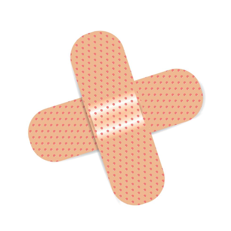 Two in a row adhesive plaster isolated on white, adhesive plaster wound heal for icon. Adhesive bandage elastic medical plaster, stick tape elastic for cure first aid. vector