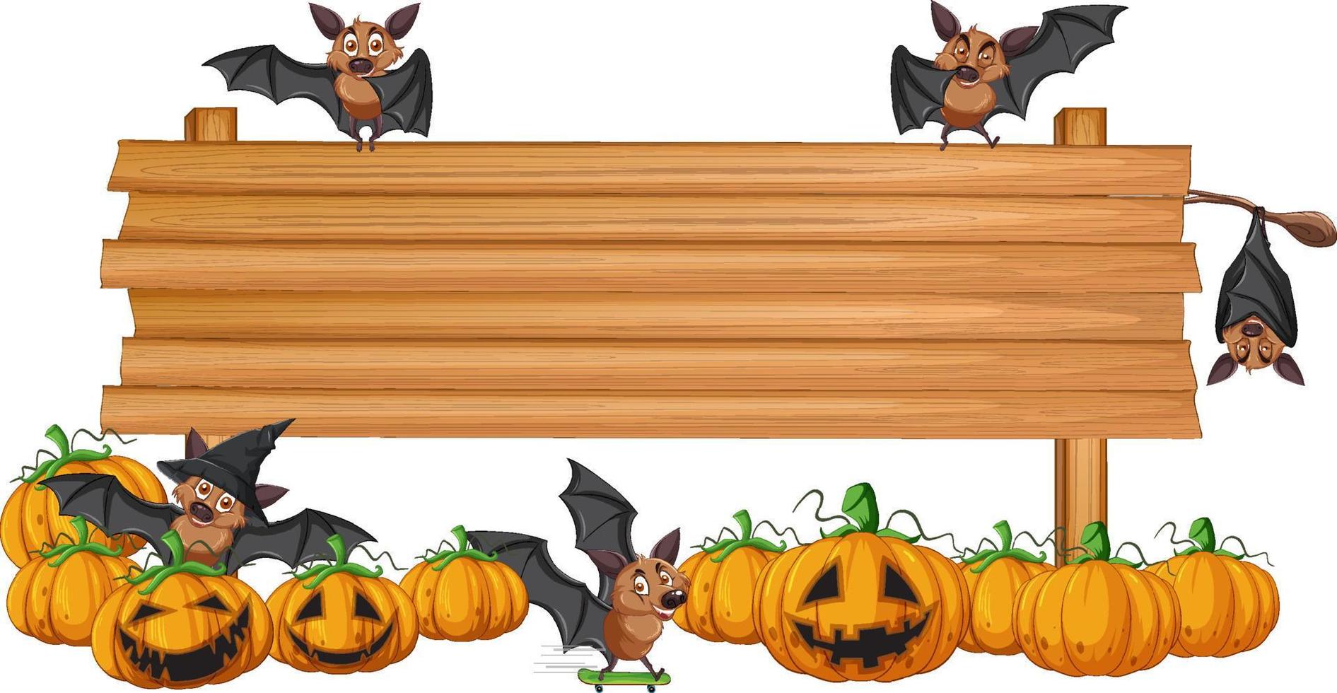 Many bat with wooden sign banner vector