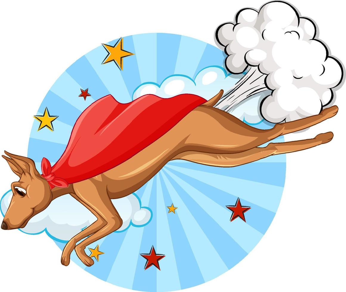 A dog superhero on sky background vector