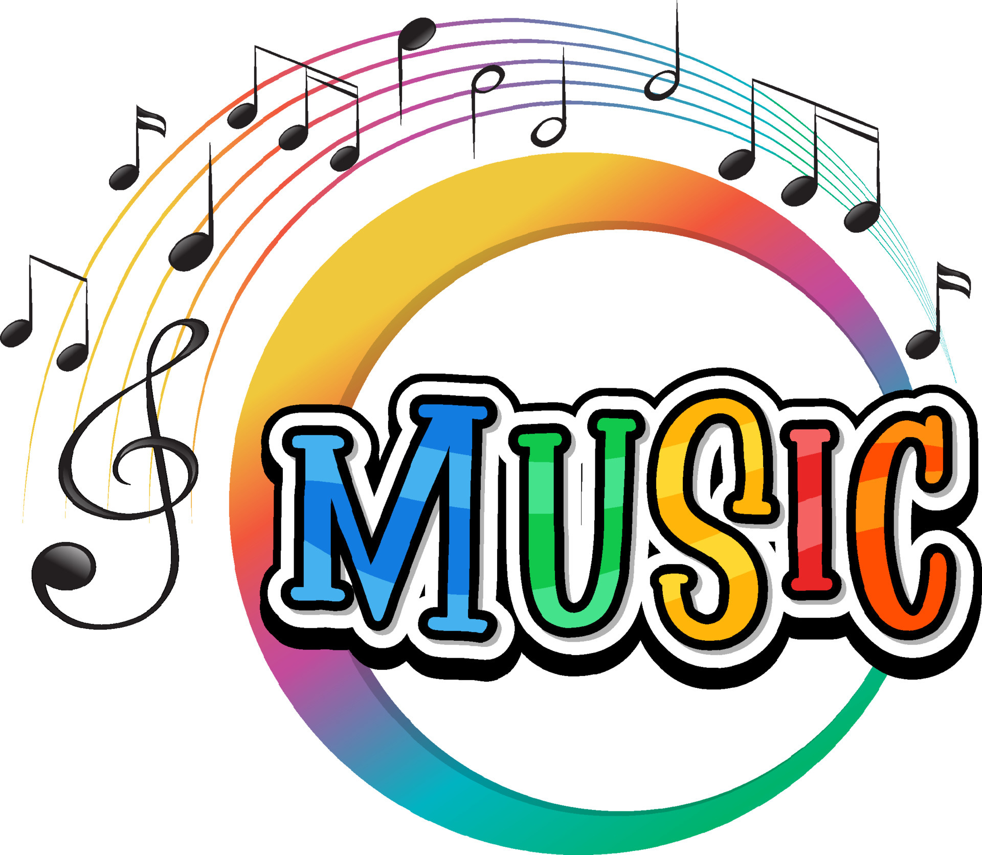 Font design for word music with music notes on white background 6242378