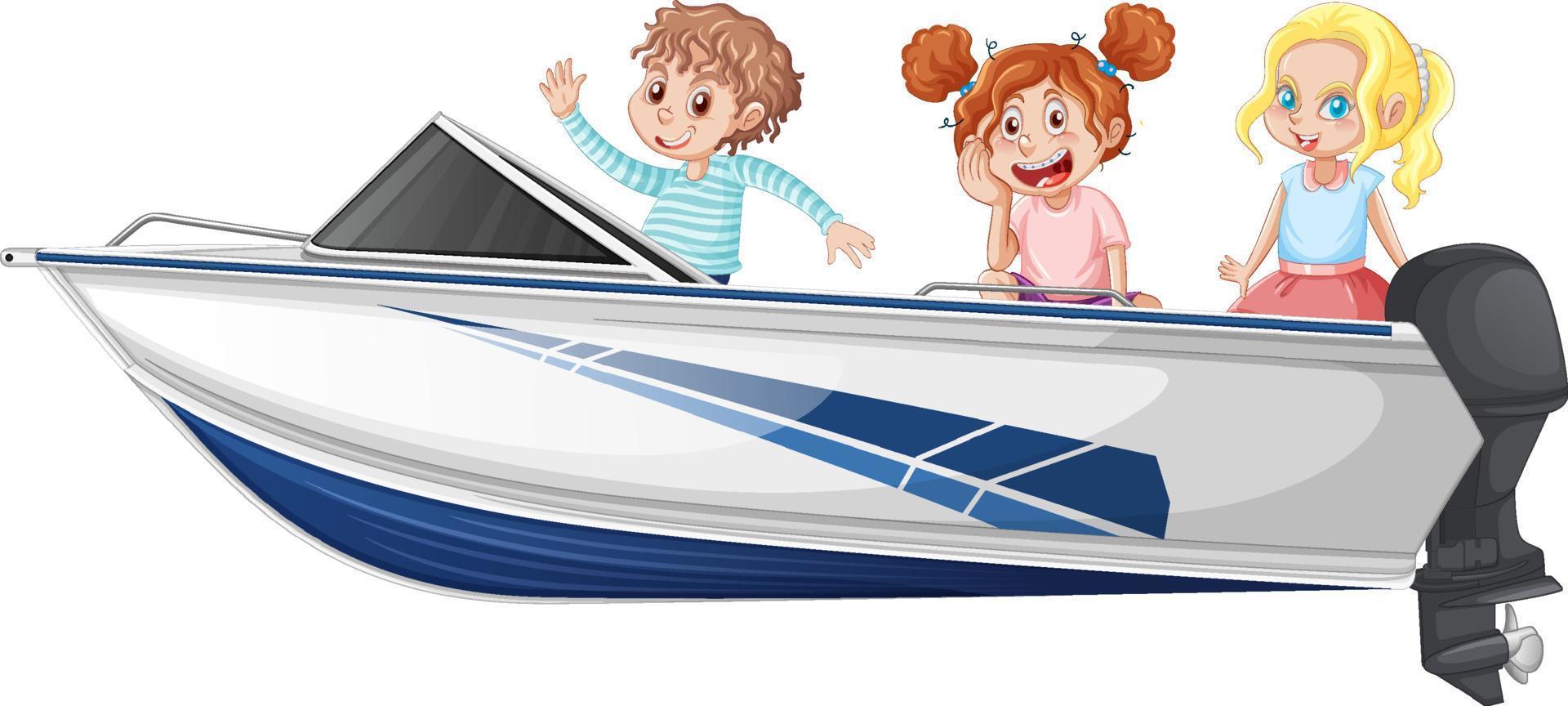 Christmas Boy and girl standing on a boat on a white background vector