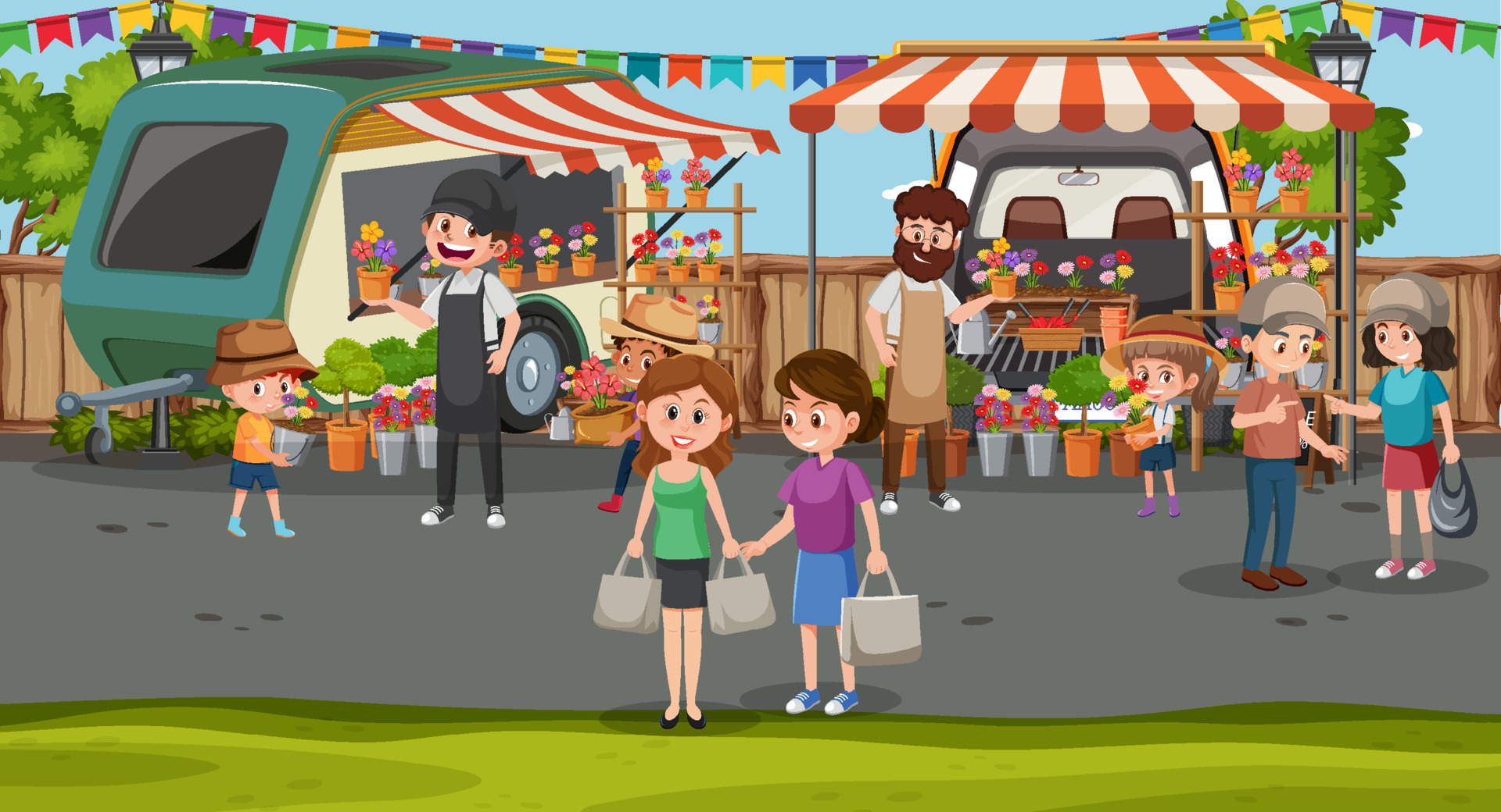 Flea market scene in cartoon style 6242403 Vector Art at Vecteezy Flea market scene in cartoon style 6242403 Vector Art at Vecteezy
