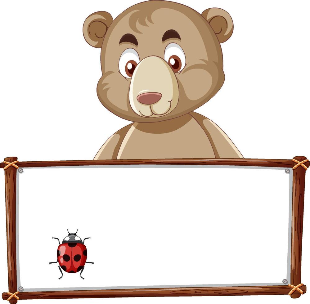 plantilla de tablero con oso de peluche vector