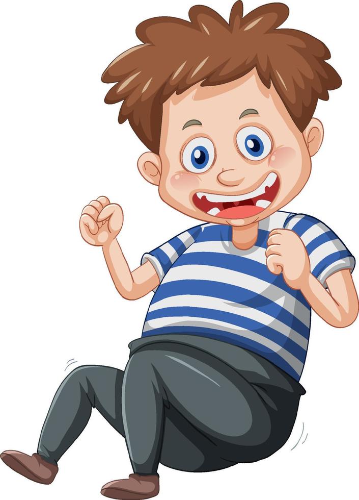 A boy laughing cartoon character on white background vector