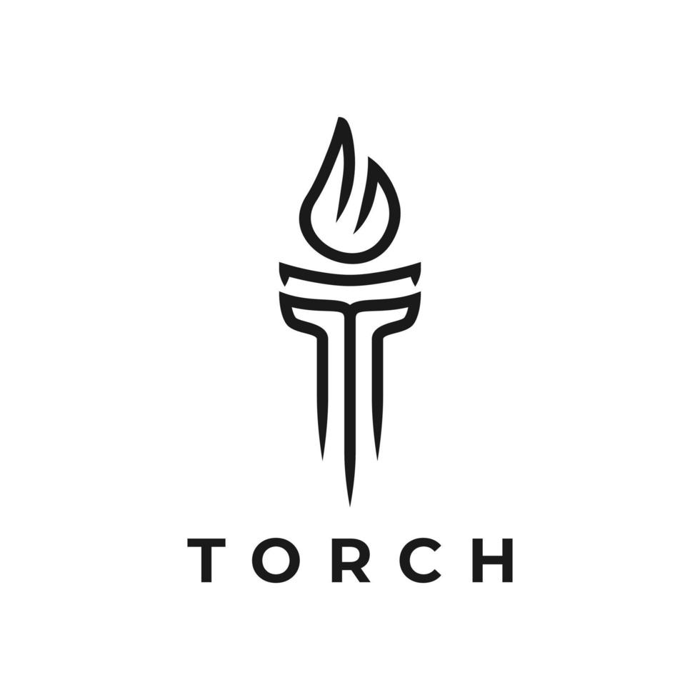 logo template, symbol and icon with torch shape made of line set vector