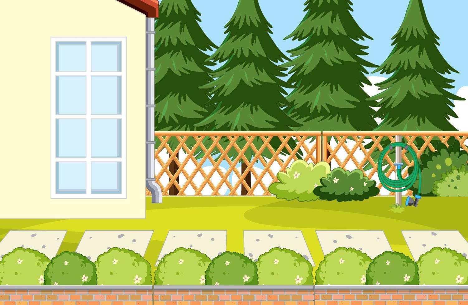 Scene of backyard with a fence vector