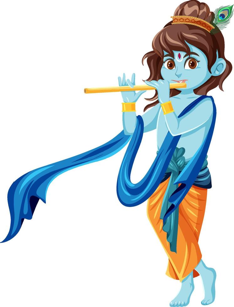 Indian god with blue skin on white background vector