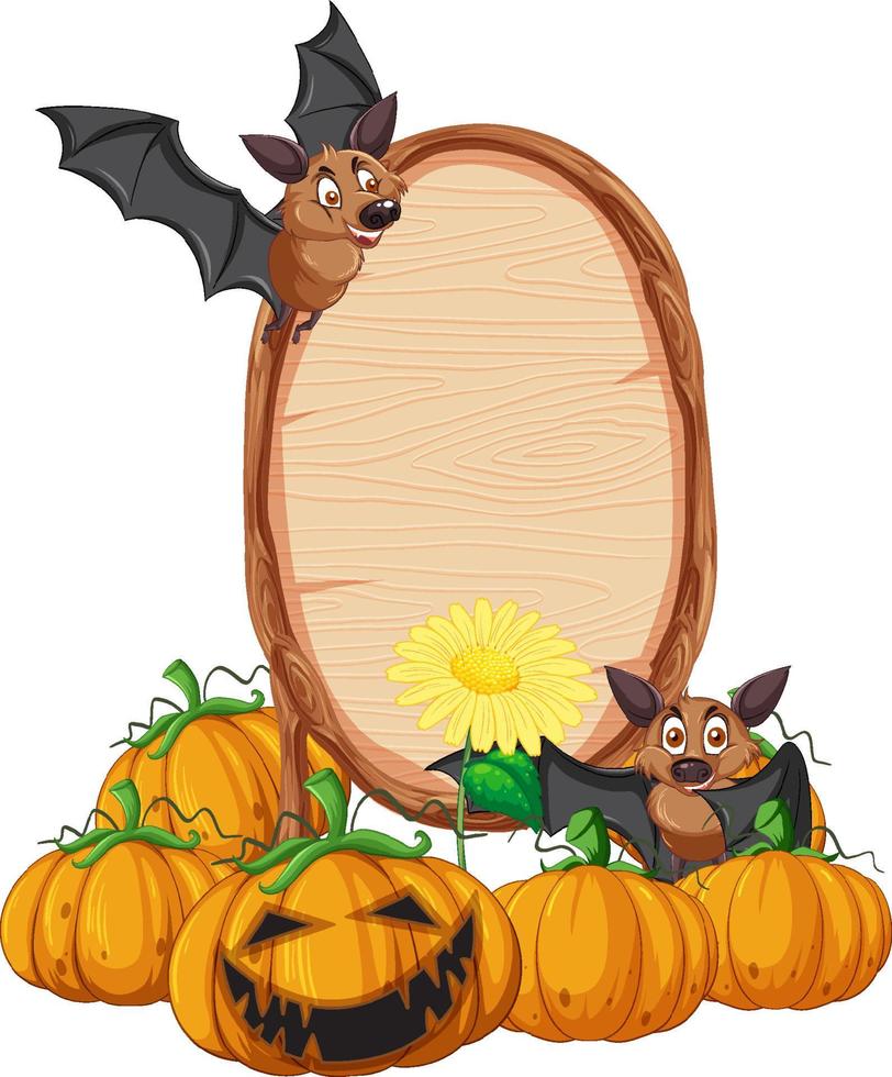 Bat with wooden sign banner vector