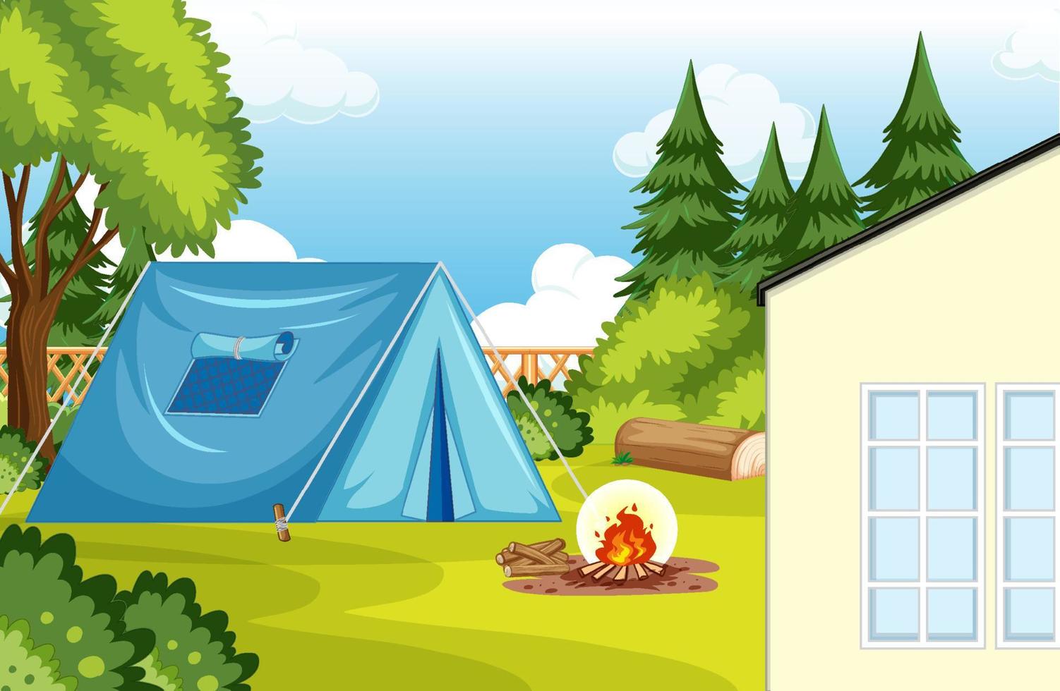 Scene of backyard with camp and campfire 6242549 Vector Art at Vecteezy