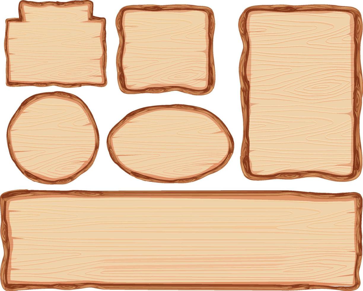 conjunto de banner de letrero de madera vector