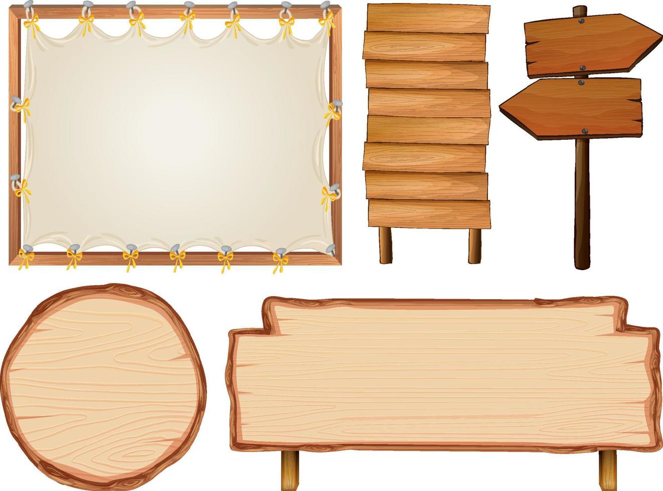 conjunto de banner de letrero de madera vector