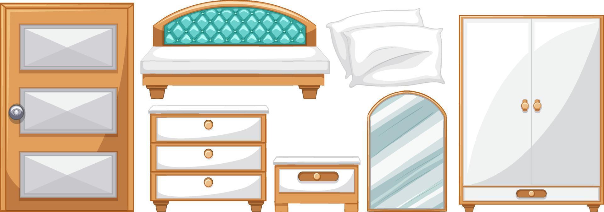 Set of interior furnitures in cartoon style vector