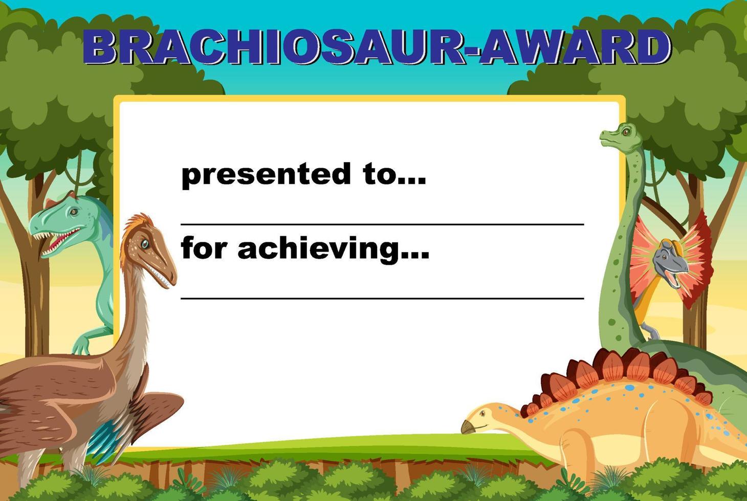 Brachiosaur award design with many dinosaurs vector