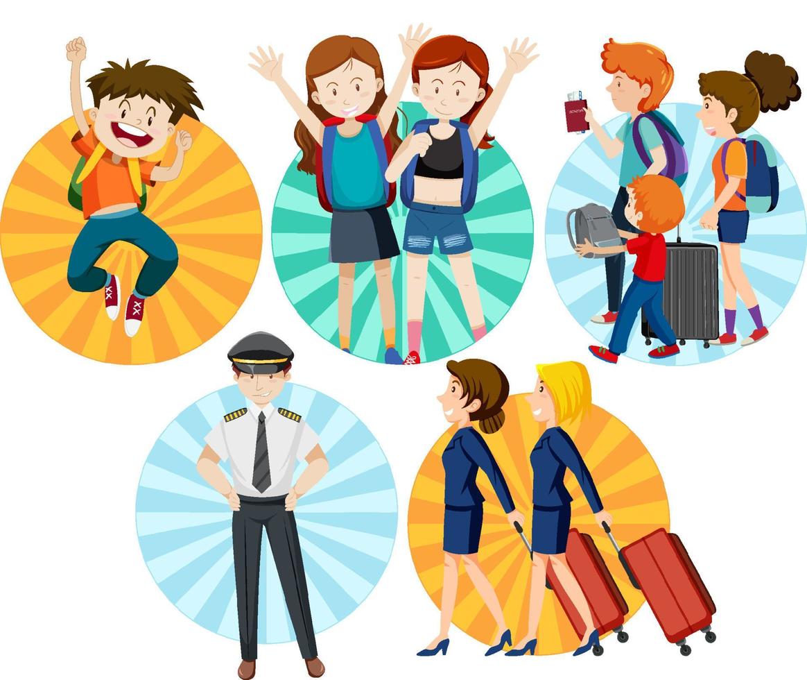A set of Travel holiday theme man and women on white background vector
